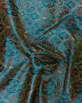 Satin jacquard Indien paisley Bleu Canard - Tissushop